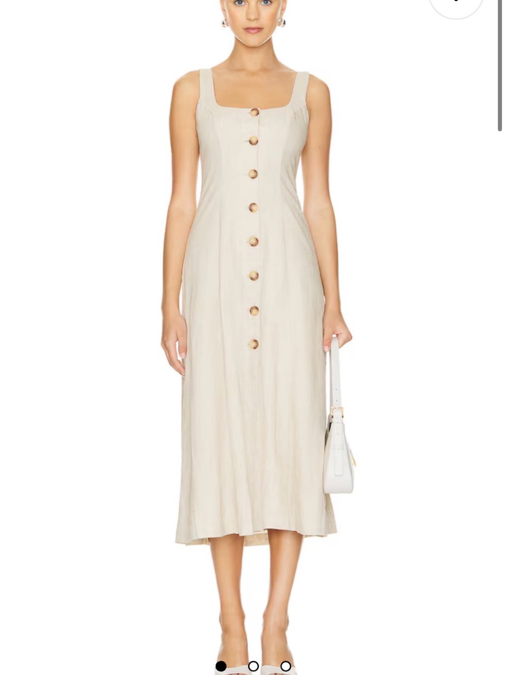 Tularosa Cream Button-Front Square-Neck Midi Dress